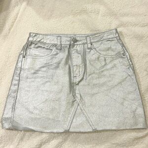 Silver Metallic Women's Mini Skirt